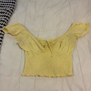 Billabong Light Yellow Ruffled Crop Top